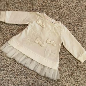 Nanette Baby Fleece top with bows, tulle, and sparkles. Size 0-3 mo. Exc cond!